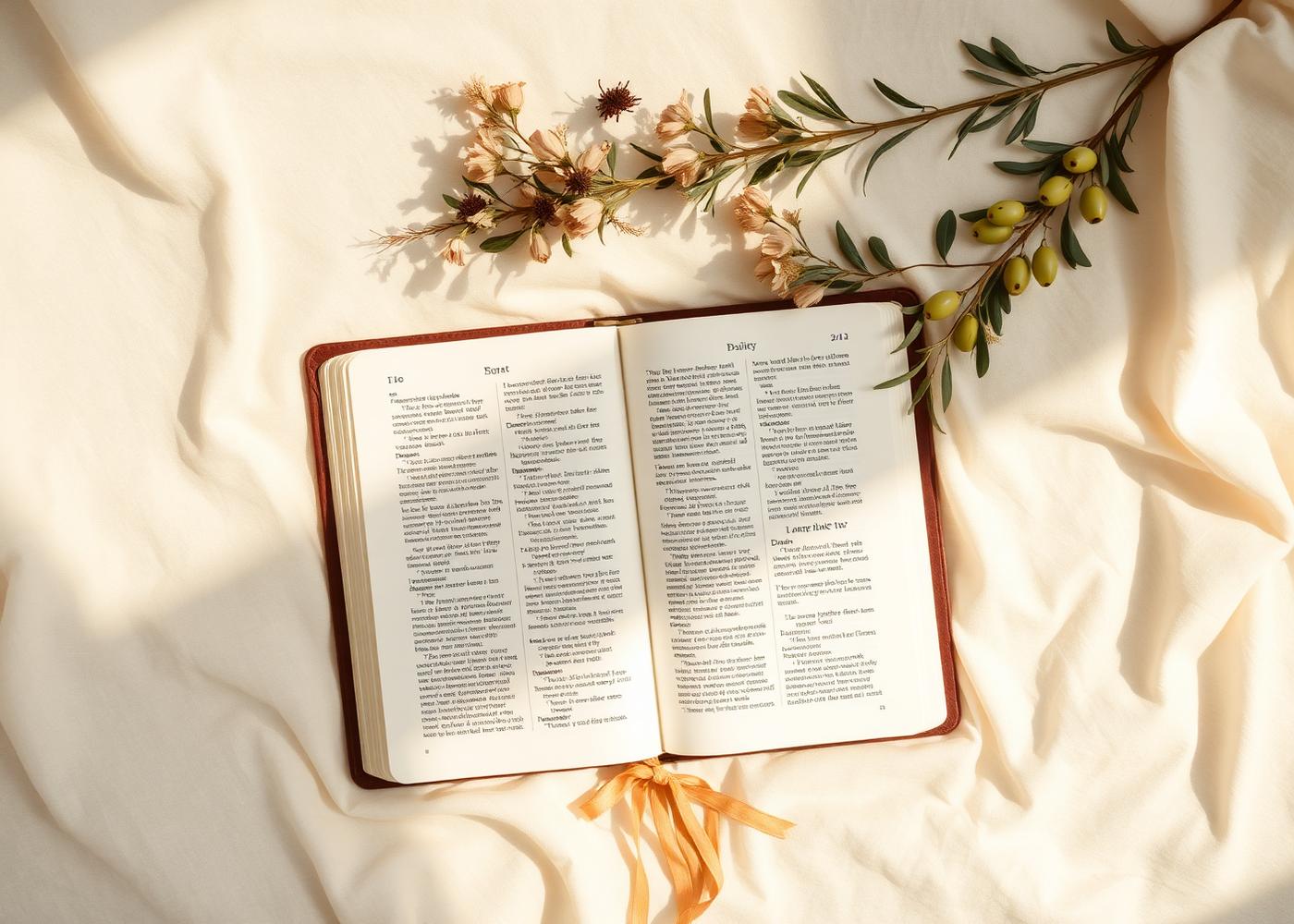 Open Bible with olive branch